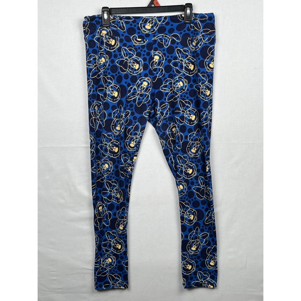 LuLaRoe Disney Leggings Womens Minnie Mouse Polka Dot Blue Yellow TC Tall Curvy
